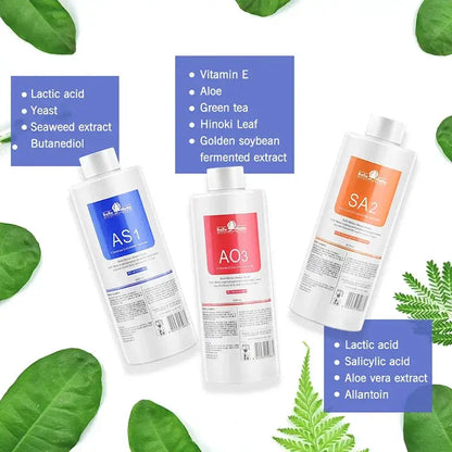 Facial Skincare Face Serum AS1 SA2 AO3 Aqua Peel Solution For Facial Machine Skin Deep Cleaning 400ml Kit of 3 Serums by All Mart Bristol Ltd
