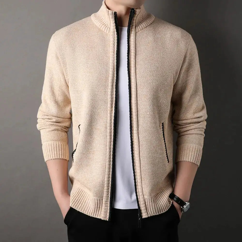 Men's Stand-up Collar Knit Sweater Autumn Winter New Cardigan Tops Korean Slim Solid Color Sweatercoat Jacket by All Mart Bristol Ltd
