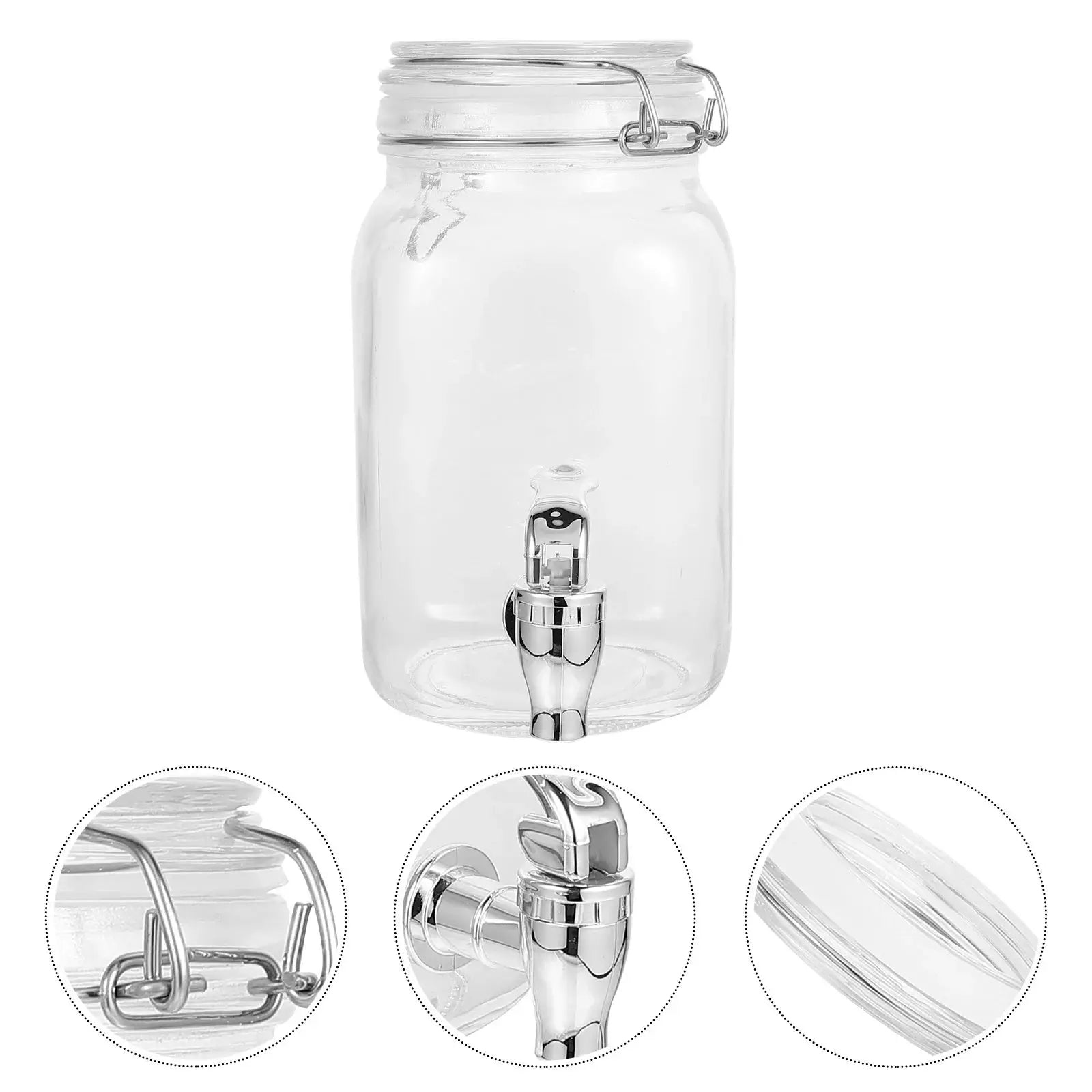 1pc Glass Juice Jar With Tap Leak Proof Beverage Dispenser Drink Container Barrel Storage Bottle Drinks Spigot Drinkware by All Mart Bristol Ltd