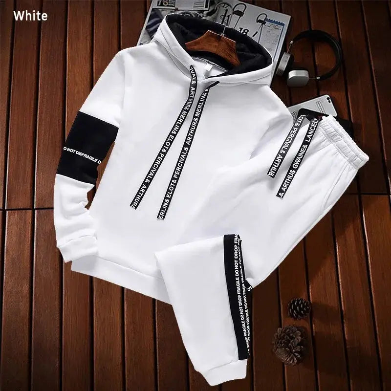Mens Tracksuit Casual Luxury Hooded Sweatshirt High Quality Classic Black White Simplicity Suit Or Top Or Pants Jogging Clothing by All Mart Bristol Ltd
