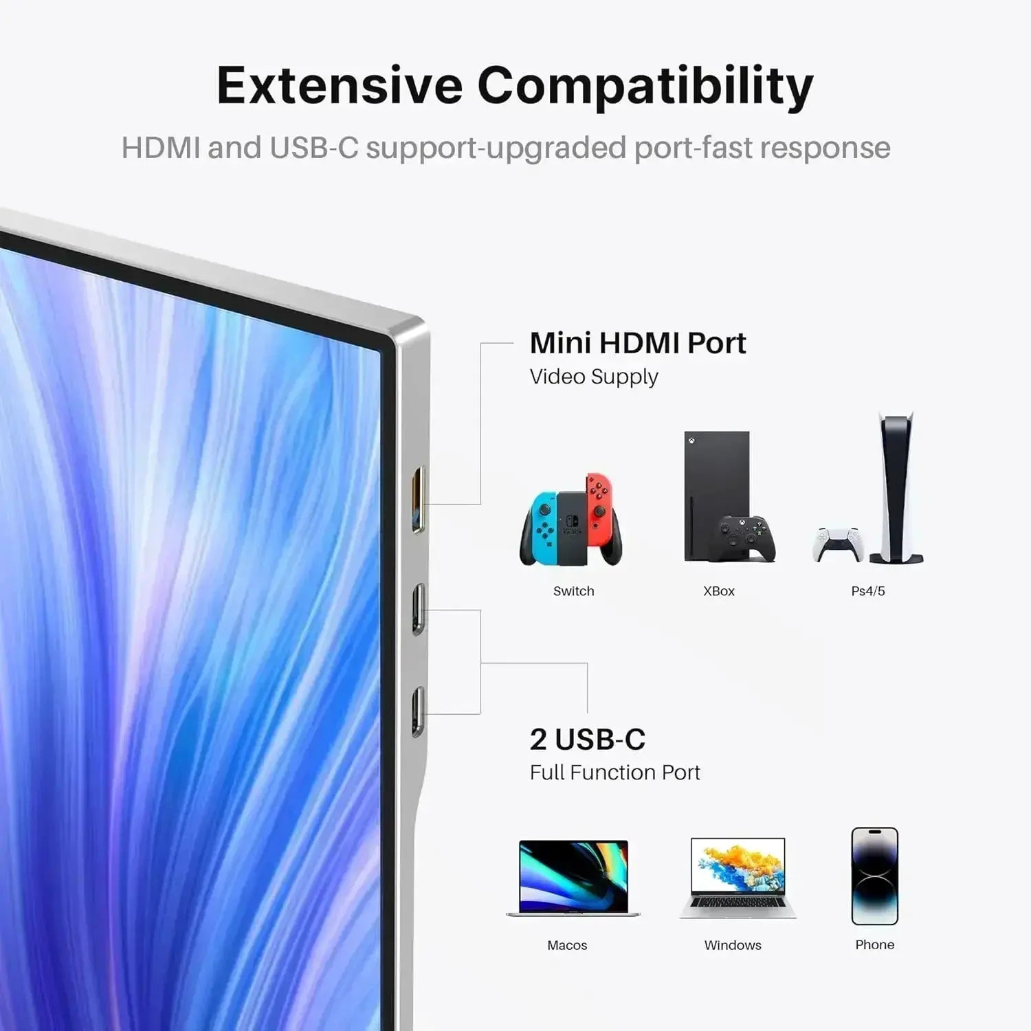 XIANWEI Portable Triple Monitor 14/15 inch Office Double Travel Dual Gaming Folding Extended Display Screen For Laptop Extension by All Mart Bristol Ltd