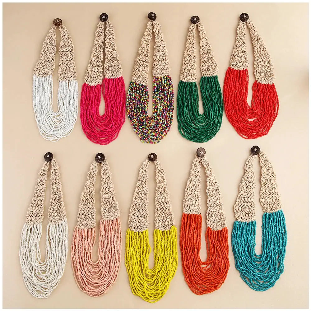KAYMEN Fashion Handmade Small Beaded Strands Necklace Statement Bohemia Choker Necklace Multi Layers Jewelry Accessory Gifts by All Mart Bristol Ltd