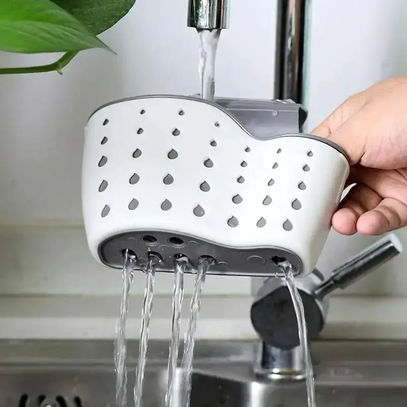 Sink Draining Hanging Basket Adjustable Kitchen Accessories Rubber Sink Bag Soap Sponge Shelf Faucet Holder for Bathroom by All Mart Bristol Ltd