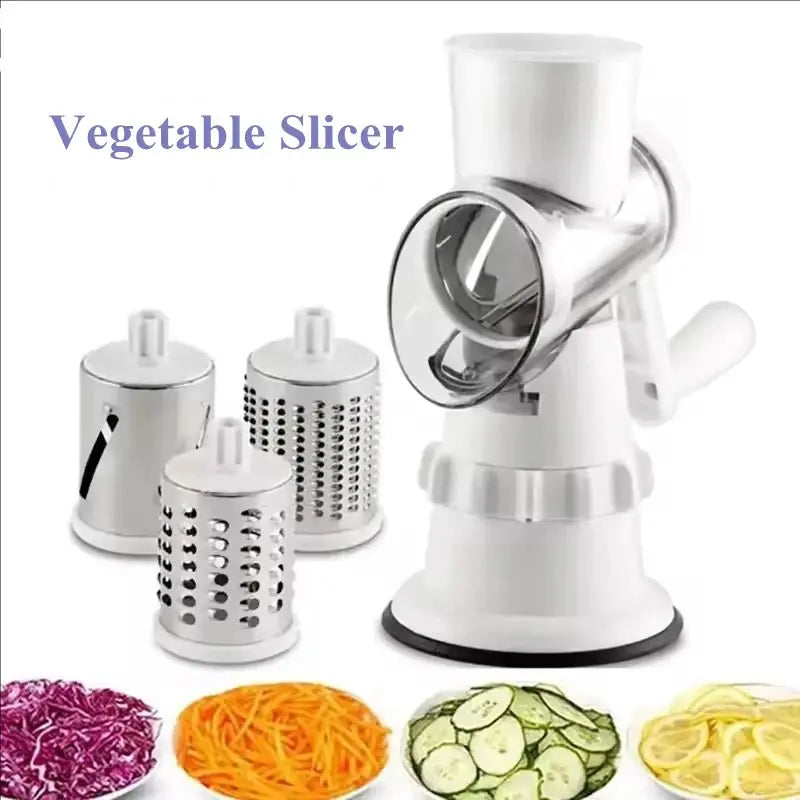 3 In 1 Vegetable Slicer Manual Kitchen Accessories Grater for Vegetable Cutter Round Chopper Mandolin Shredder Potato Home Kitch by All Mart Bristol Ltd