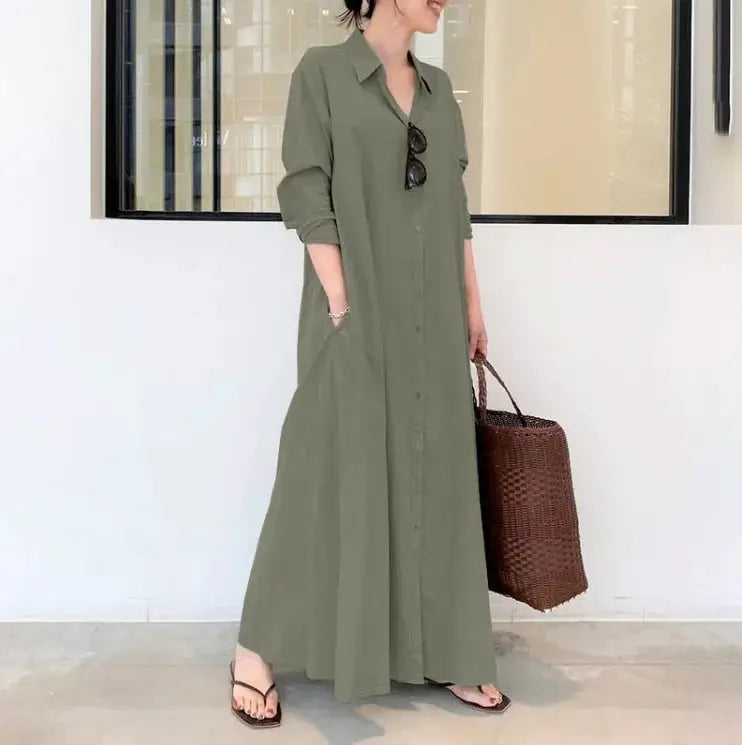 Fashion Cotton Linen Women Dress Maxi Ethnic Style Streetwear Elegant Vestidos Casual Vintage Loose Long Dresses Woman Clothes by All Mart Bristol Ltd