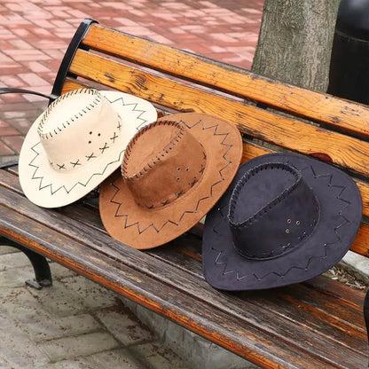 Women Men Cowboy Hat Western Suede Cowgirl Hats Fashion West Fancy Dress Party Headwear Unisex Cap by All Mart Bristol Ltd