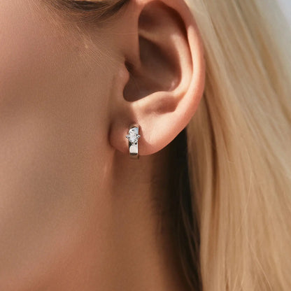 MODIAN Round Moissanite Ear Buckles Lab Diamond 925 Sterling Silver Engagement & Wedding Hoop Earrings for Women Jewelry Gifts by All Mart Bristol Ltd
