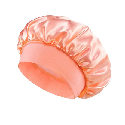 Women Satin Bonnet Hair Bonnet for Sleeping Hair Care Silk Bonnets Solid Wide-brimmed Sleeping Hat with Elastic Soft Band by All Mart Bristol Ltd