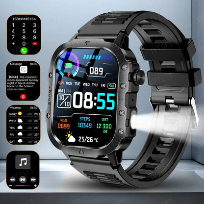 LAXASFIT 2025 New Military Smart Watch Men Outdoor Sports Fitness Tracker Health Monitoring 2.01Inch Bluetooth Calls Smartwatch by All Mart Bristol Ltd