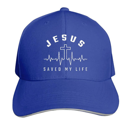 Jesus Saved My Life Hat Christian Baseball Cap Washed Cotton Denim Dad Hat for Men Women by All Mart Bristol Ltd