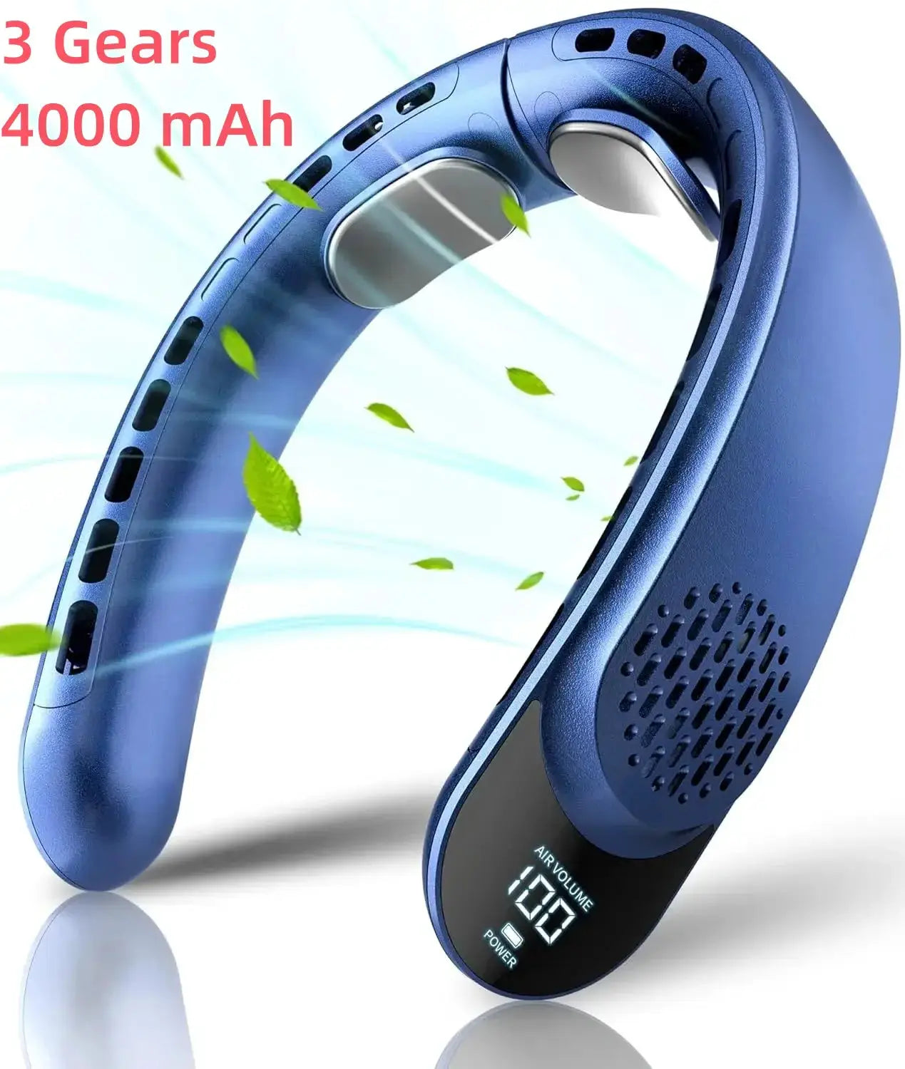 New Quad-Core USB Neck Fan Turbine Vaneless Design Easy Control 4000mAh Digital display for Outdoor Portable Fan Summer Gift by All Mart Bristol Ltd
