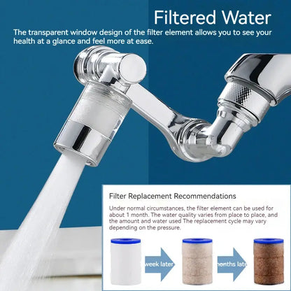 1080° Rotating Water Purification Filter Plastic Faucet Mechanical Arm Spray Head Kitchen Washbasin Extension Tap Aerator Univer by All Mart Bristol Ltd