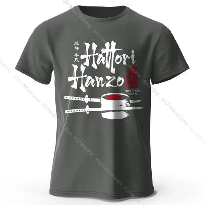 Men's Hattori Hanzo Printed T-Shirt 100% Cotton Oversized Ninja Graphic Tees for Women Summer Tops Samurai Streetwear by All Mart Bristol Ltd