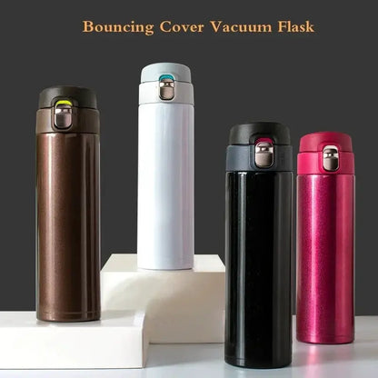 500ML Stainless Steel Bouncing Cover Vacuum Flask Thermos Cup Coffee Tea Milk Thermo Bottle Coffee Mug Water Bottle by All Mart Bristol Ltd