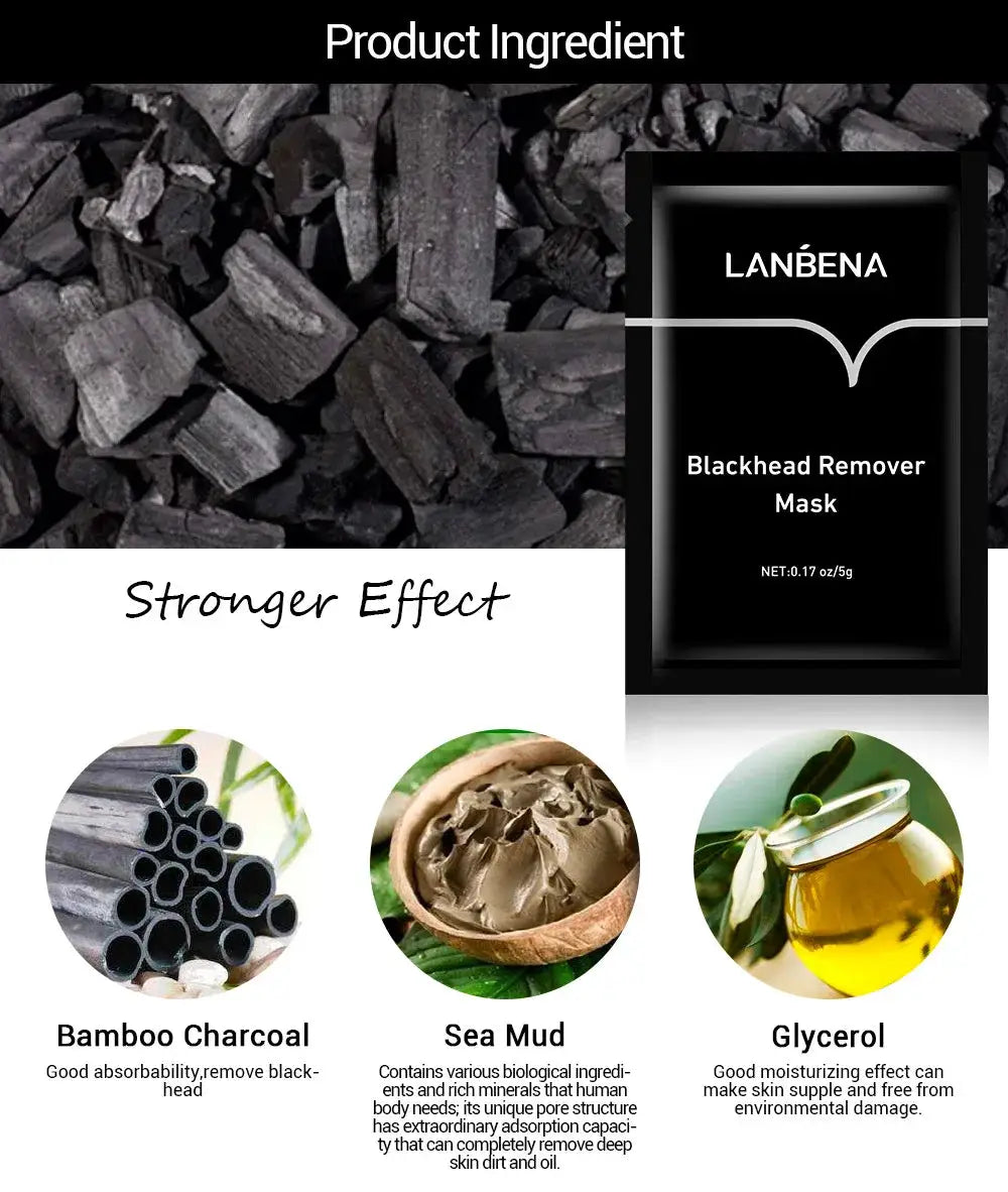 LANBENA Blackhead Remover Mask Shrinking Pore Deep Cleaning Hydrating Mask Improve Rough Skin Pores Peel Off Mud Mask Skincare by All Mart Bristol Ltd