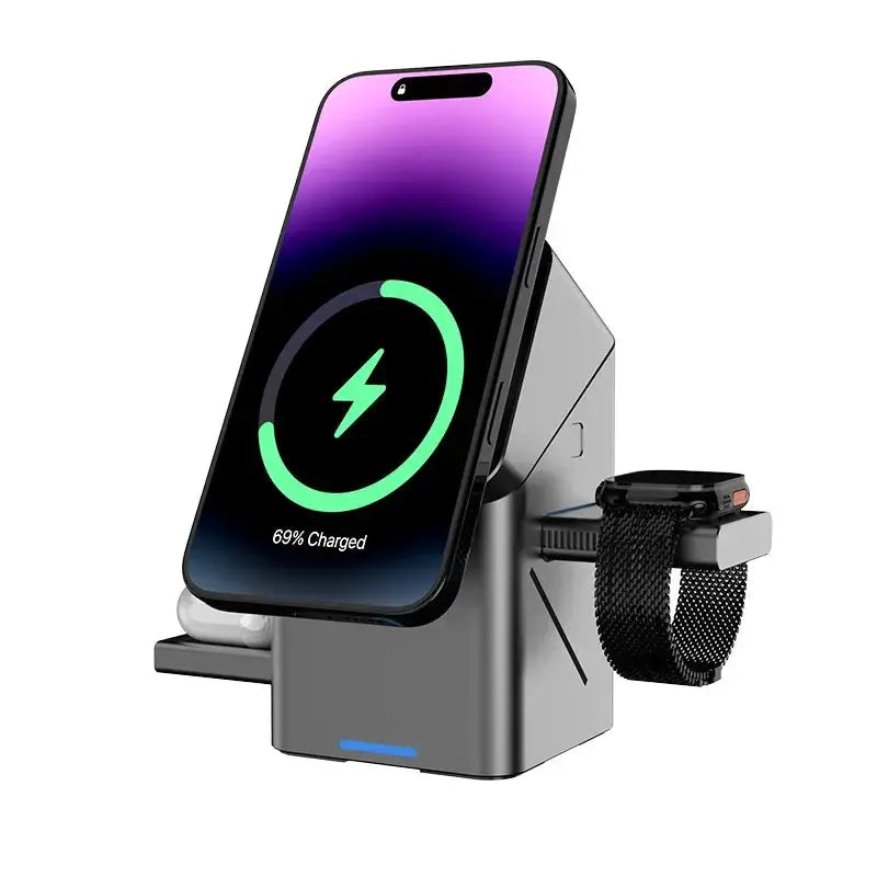 3 in 1 Wireless Charger Rotating Magic Magnetic for Apple Dock Charger for Iphone 16 15 14 13 Pro Max Iwatch Airpods Charger by All Mart Bristol Ltd