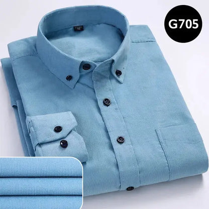 Oversize Corduroy Shirt For Men's Clothing Casual Long Sleeve Shirts Male Cotton Comfortable Soft Button-down Collar Brown Shirt by All Mart Bristol Ltd