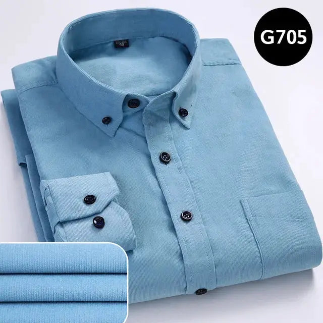 Oversize Corduroy Shirt For Men's Clothing Casual Long Sleeve Shirts Male Cotton Comfortable Soft Button-down Collar Brown Shirt by All Mart Bristol Ltd