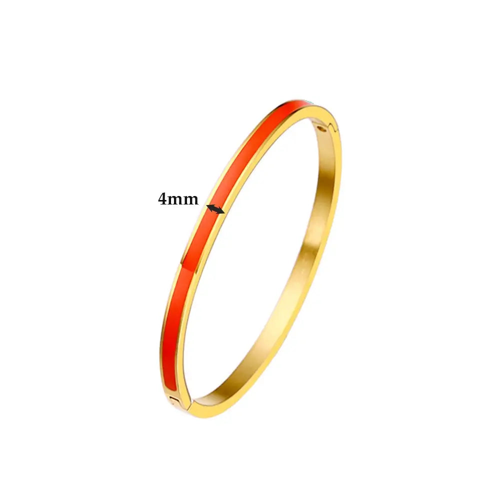 CARLIDANA Luxury Colorful Orange Enamel Bangles Bracelets for Women Party Gift Fashion Bangles Original Stainless Steel Jewelry by All Mart Bristol Ltd