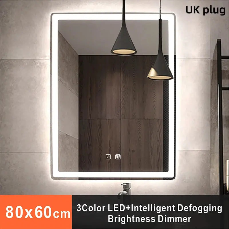 Rectangular Smart Beauty Makeup Bathroom Mirror With 3 Color Light Defogging Touch Button Vantiy Wall Hanging Bathroom Mirrors by All Mart Bristol Ltd