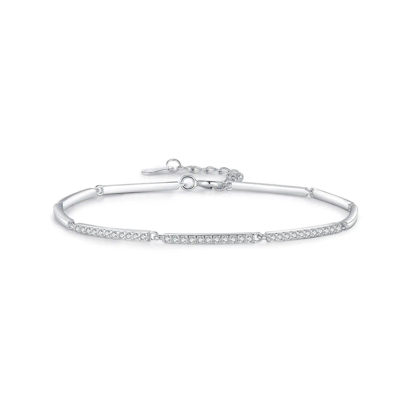 MODIAN White Gold Plated Bracelet For Women 925 Sterling Silver Rectangle Pave Setting Bracelet Dainty Fashion Basic Jewelry by All Mart Bristol Ltd
