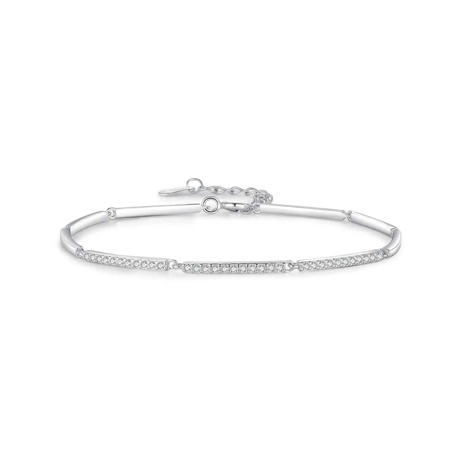 MODIAN White Gold Plated Bracelet For Women 925 Sterling Silver Rectangle Pave Setting Bracelet Dainty Fashion Basic Jewelry by All Mart Bristol Ltd