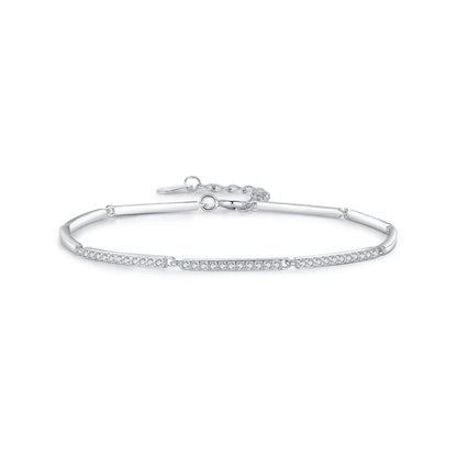 MODIAN White Gold Plated Bracelet For Women 925 Sterling Silver Rectangle Pave Setting Bracelet Dainty Fashion Basic Jewelry by All Mart Bristol Ltd
