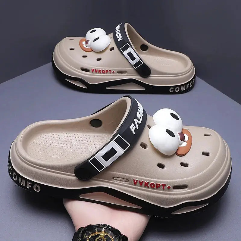 Mens Trendy Cave Shoes Summer Outer Wear Cartoon Fashion Home Home Couple Non-slip Cave Sandals Beach Baotou Slippers Mens by All Mart Bristol Ltd