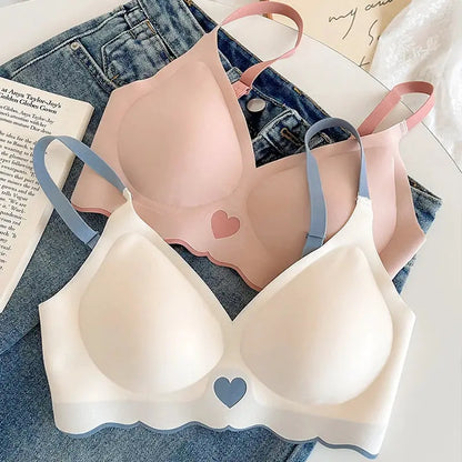 French Color Contrast Seamless Underwear Women Adjustable Beauty Back Bra Intimates Gather No Steel Ring Sports Anti-Sagging Bra by All Mart Bristol Ltd
