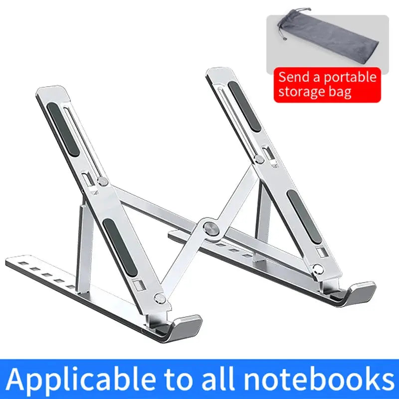 Aluminum Alloy Laptop Holder Stand Adjustable Foldable Portable for Notebook Computer Bracket Lifting Cooling Holder Non-slip by All Mart Bristol Ltd