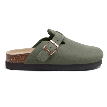 Smile Pop Men's Suede Shoes With Adjustable Back Strap Leather Mules With Cork Flip-Flop Slippers Insoles Slip-On Potato Shoes by All Mart Bristol Ltd