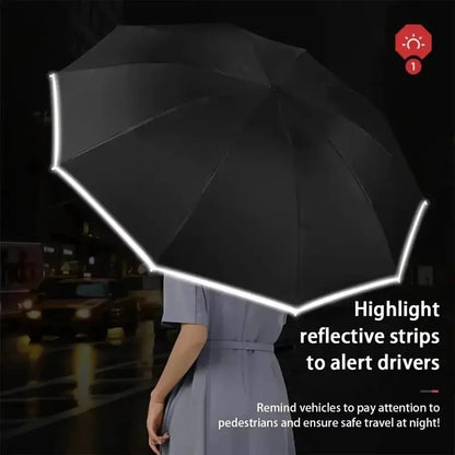 Umbrella Windproof Strong With Reflective Stripe Reverse Automatic Fold Umbrella UV Umbrella Insulation Portable Parasol by All Mart Bristol Ltd