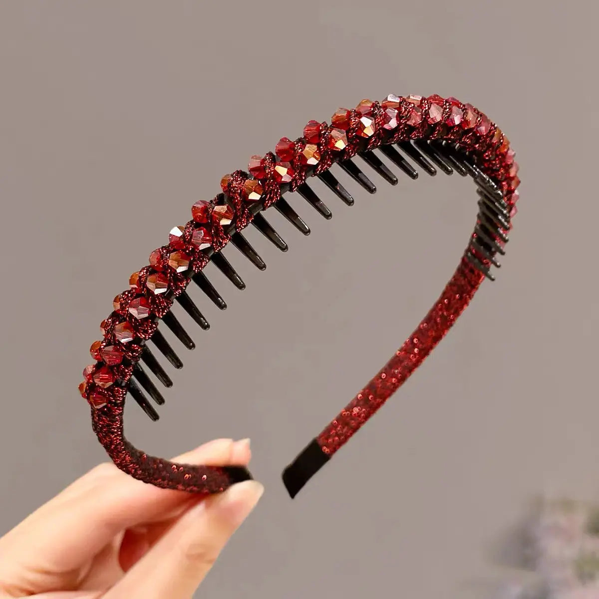 AWAYTR Women Pearl Rhinestones Antislip Hairband For With Teeth Hair Band Headband Hair Hoop Bezel Fashion Hair Accessories by All Mart Bristol Ltd