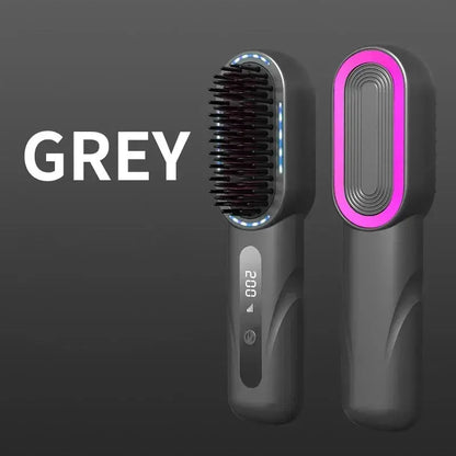 Wireless Straight Curling Hair Comb Heating Negative Ion Hair Straightener Rechargeable Anti-scalding Electric Hair Care Brushes by All Mart Bristol Ltd