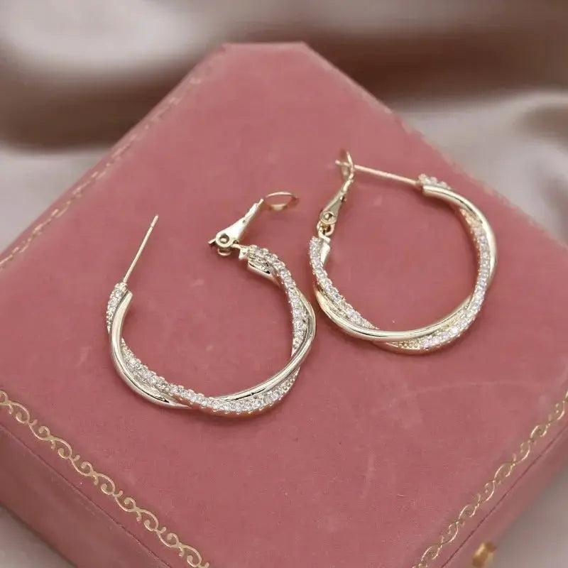 Real Gold Plated Korea Hot Selling Fashion Jewelry Round Zircon Beads Swivel Earrings Luxury Women's Prom Party Accessories by All Mart Bristol Ltd