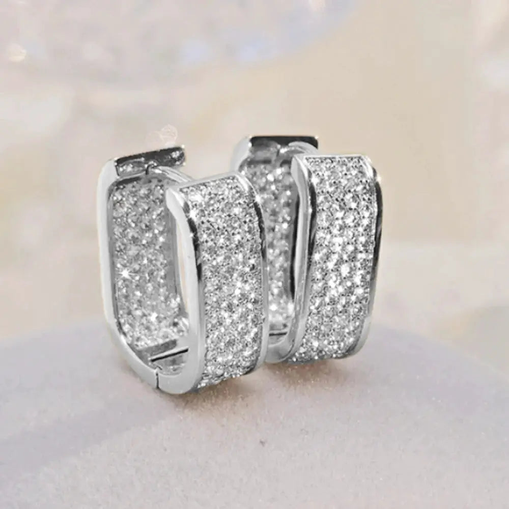 Huitan Fashion Women's Hoop Earrings with Sparkling Cubic Zirconia Fancy Female Ear Accessories Good Quality Wholesale Jewelry by All Mart Bristol Ltd