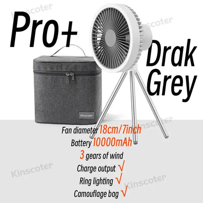 10000mAh 4000mAh Camping Fan Rechargeable Desktop Portable Circulator Wireless Ceiling Electric Fan with Power Bank LED Lighting by All Mart Bristol Ltd