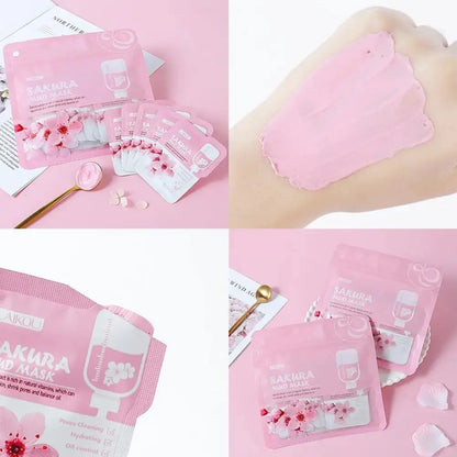 12pcs Sakura Mud mask Brightening Hydrating Face Mask Luminious Skin Clean Facial Cleansing Clay Hydrating Anti Wrinkle Skincare by All Mart Bristol Ltd