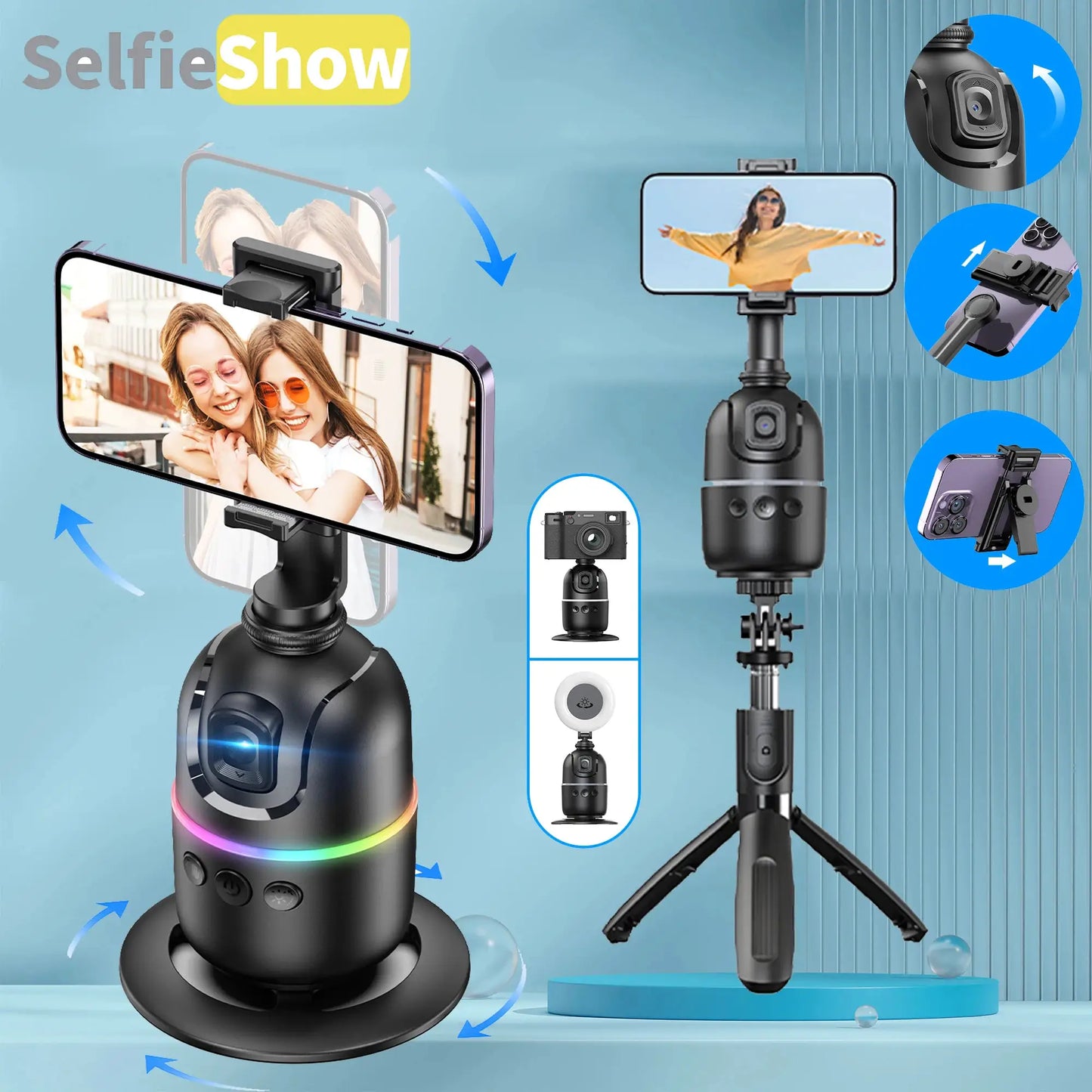 P03 Stabilizer 360°Auto Smart Face Tracking AI Gimbal Desktop Cell Phone Holder Tripod For Camera Smartphone Video Vlog Live by All Mart Bristol Ltd