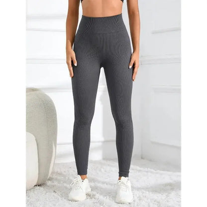 High Waisted Seamless Yoga Leggings Ribbed Sportswear Tights Fitness Apparel for Women Gym and Casual Wear for Fall & Winter by All Mart Bristol Ltd