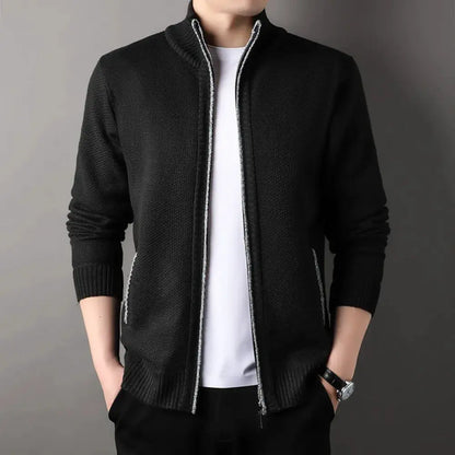 Men's Stand-up Collar Knit Sweater Autumn Winter New Cardigan Tops Korean Slim Solid Color Sweatercoat Jacket by All Mart Bristol Ltd