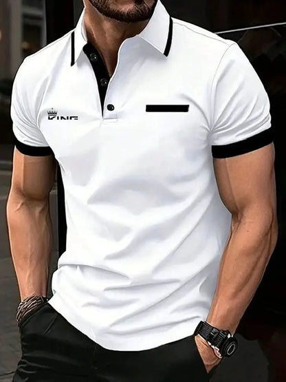 Men's Polo Shirt Golf Shirt Casual Sports Lapel Short Sleeve Fashion Basic Color Block Patchwork Summer Regular Fit Polo Shirt by All Mart Bristol Ltd
