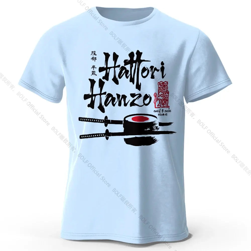 Men's Hattori Hanzo Printed T-Shirt 100% Cotton Oversized Ninja Graphic Tees for Women Summer Tops Samurai Streetwear by All Mart Bristol Ltd