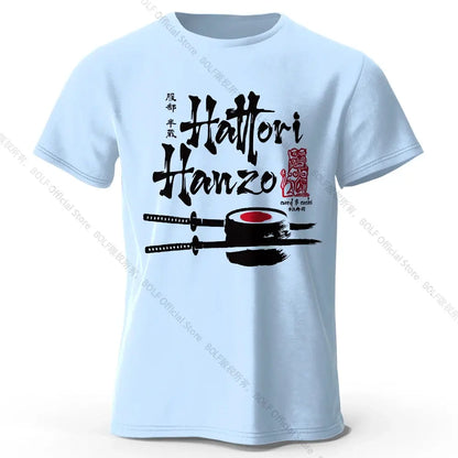 Men's Hattori Hanzo Printed T-Shirt 100% Cotton Oversized Ninja Graphic Tees for Women Summer Tops Samurai Streetwear by All Mart Bristol Ltd