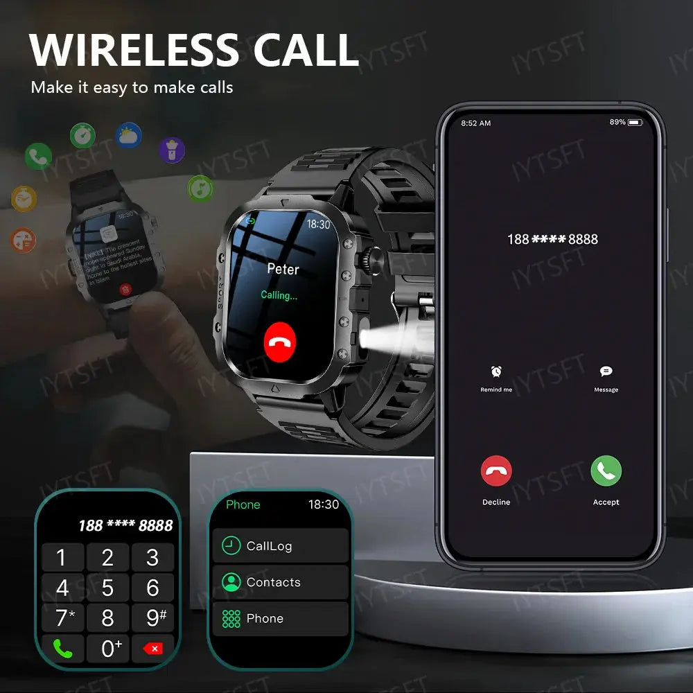 LAXASFIT 2025 New Military Smart Watch Men Outdoor Sports Fitness Tracker Health Monitoring 2.01Inch Bluetooth Calls Smartwatch by All Mart Bristol Ltd
