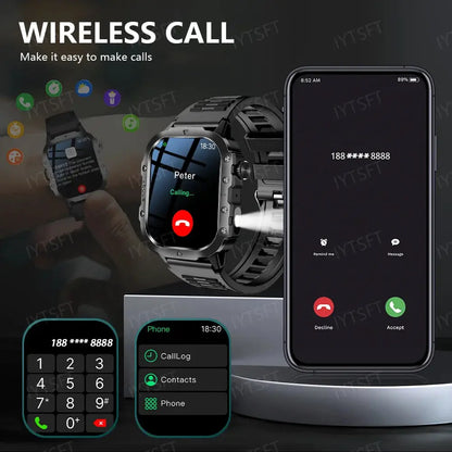 LAXASFIT 2025 New Military Smart Watch Men Outdoor Sports Fitness Tracker Health Monitoring 2.01Inch Bluetooth Calls Smartwatch by All Mart Bristol Ltd