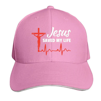 Jesus Saved My Life Hat Christian Baseball Cap Washed Cotton Denim Dad Hat for Men Women by All Mart Bristol Ltd