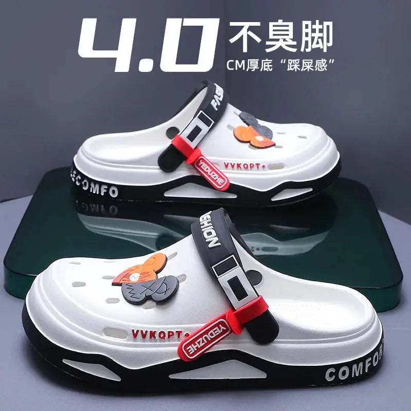 Mens Trendy Cave Shoes Summer Outer Wear Cartoon Fashion Home Home Couple Non-slip Cave Sandals Beach Baotou Slippers Mens by All Mart Bristol Ltd