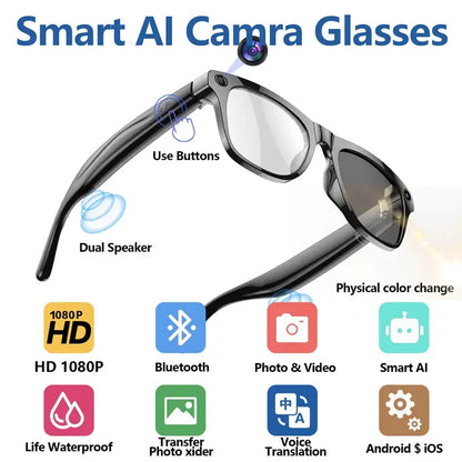 2026 4K HD Color Changing AI Smart Glasses Chat GPT 100MP Camera Bluetooth Call Voice Assistant Control Smart Glasses 2026 New by All Mart Bristol Ltd