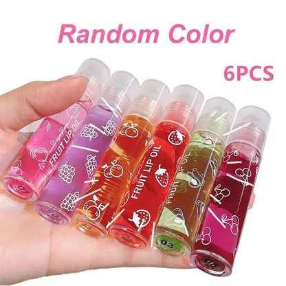 6 Colors Roll-on Fruit Essence Lip Balm Lip Oil Lip Moisturizing Mirror Primer Lip Lipstick Hydrating random Gloss Transparent by All Mart Bristol Ltd